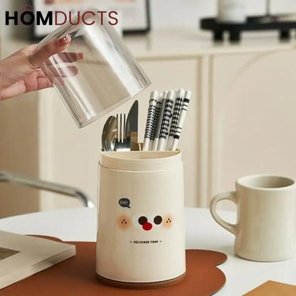 Cutlery Holder With Dustproof Lid