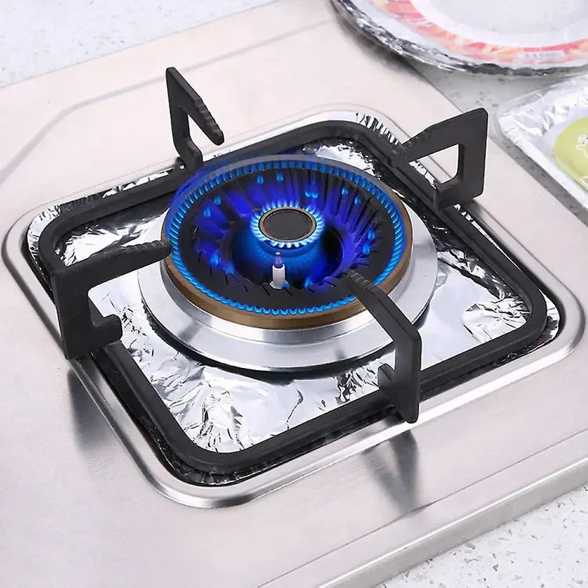 Pack of 10 - Disposable Aluminum Foil Round Gas Stove Burner Covers – Heat Resistant & Grease-Proof