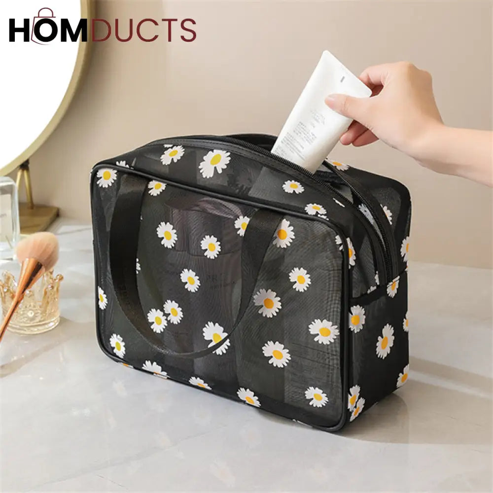 Daisy Mesh Makeup Bag (Pair Set)