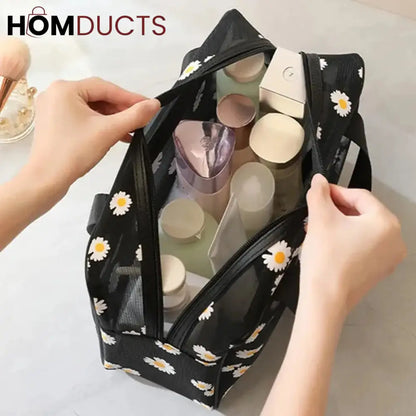 Daisy Mesh Makeup Bag (Pair Set)