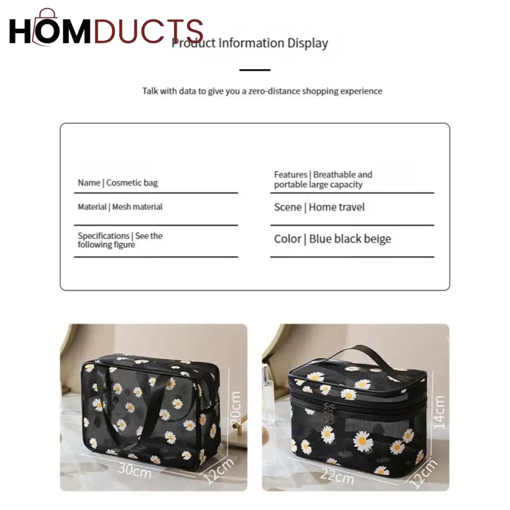 Daisy Mesh Makeup Bag (Pair Set)