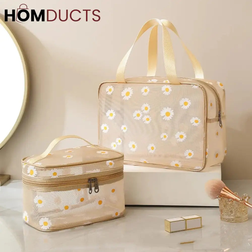 Daisy Mesh Makeup Bag (Pair Set)