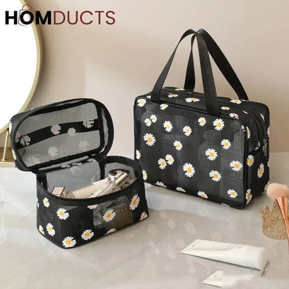 Daisy Mesh Makeup Bag (Pair Set)