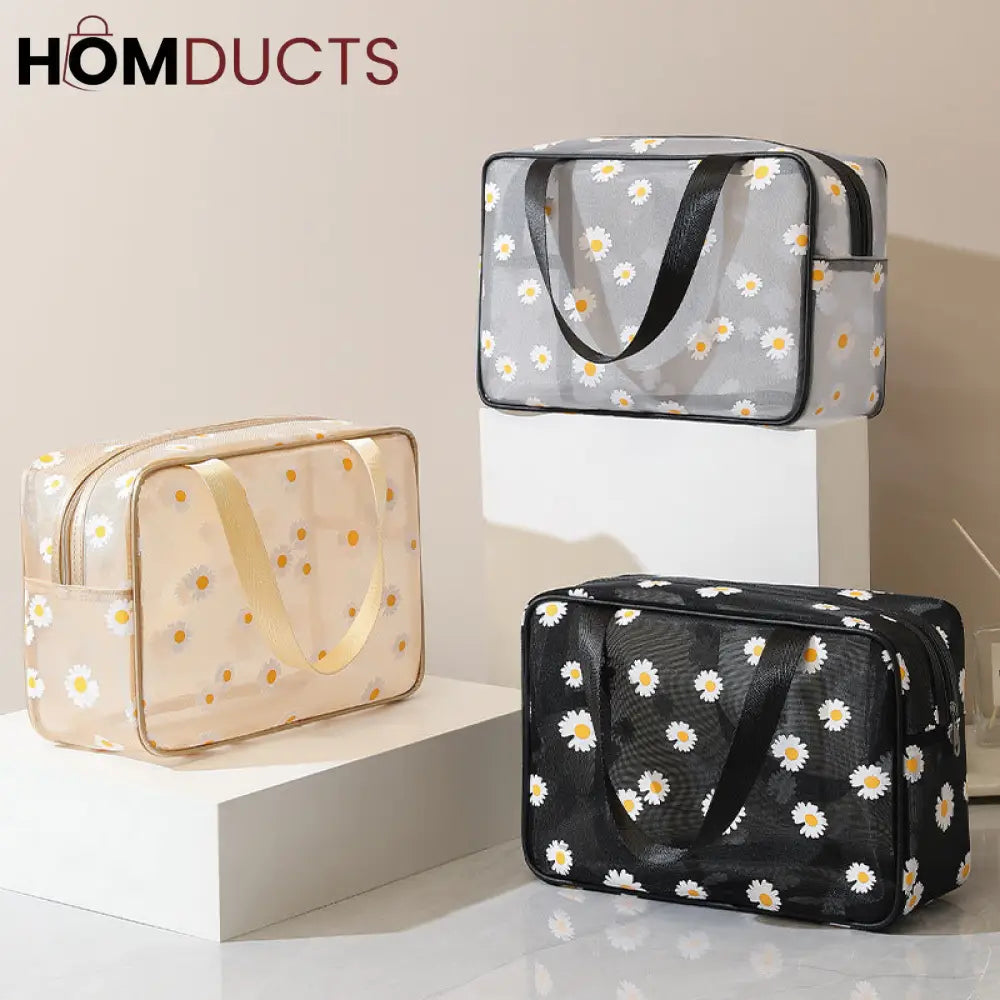 Daisy Mesh Makeup Bag (Pair Set)
