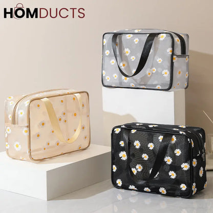 Daisy Mesh Makeup Bag (Pair Set)