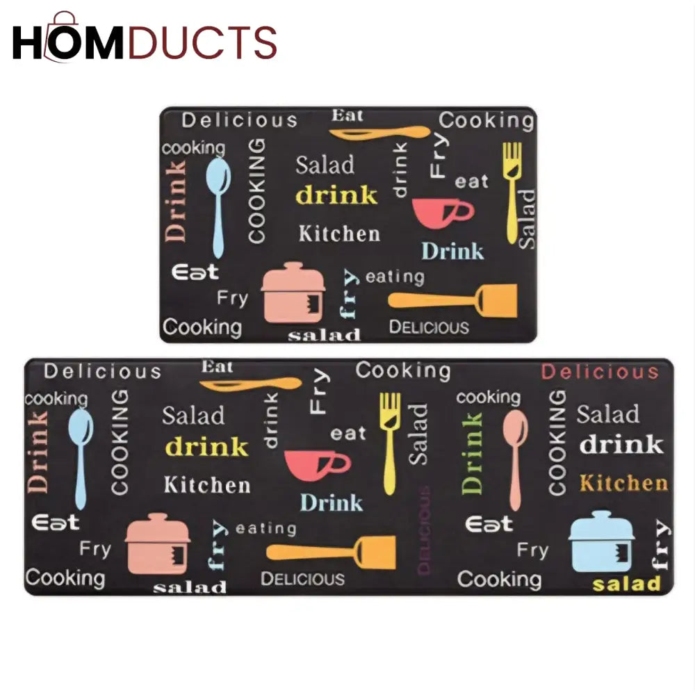 Decorative Super Absorbent Kitchen Matt Set (2pcs)