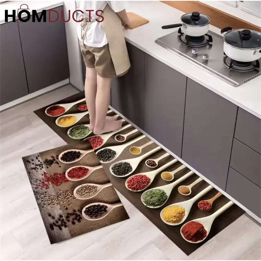 Decorative Super Absorbent Kitchen Matt Set (2pcs)