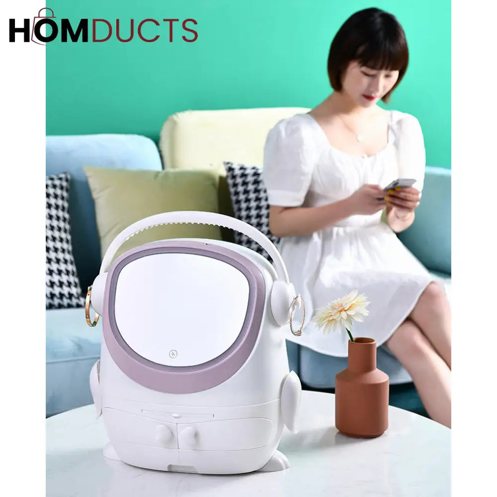 Desktop Cosmetic Storage Box With Led Mirror