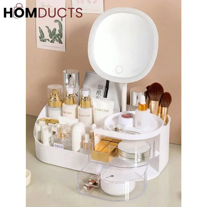Desktop Cosmetic Storage Box With Mirror