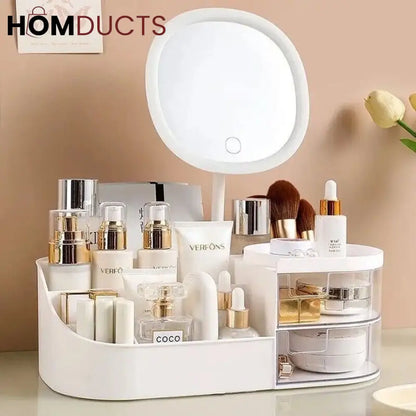 Desktop Cosmetic Storage Box With Mirror