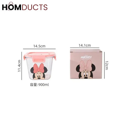 Disney Mickey & Friends 900ML Glass Food Storage Container - Airtight Seal