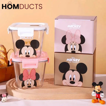 Disney Mickey & Friends 900ML Glass Food Storage Container - Airtight Seal