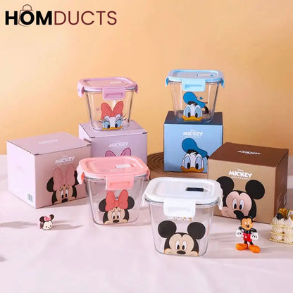 Disney Mickey & Friends 900ML Glass Food Storage Container - Airtight Seal