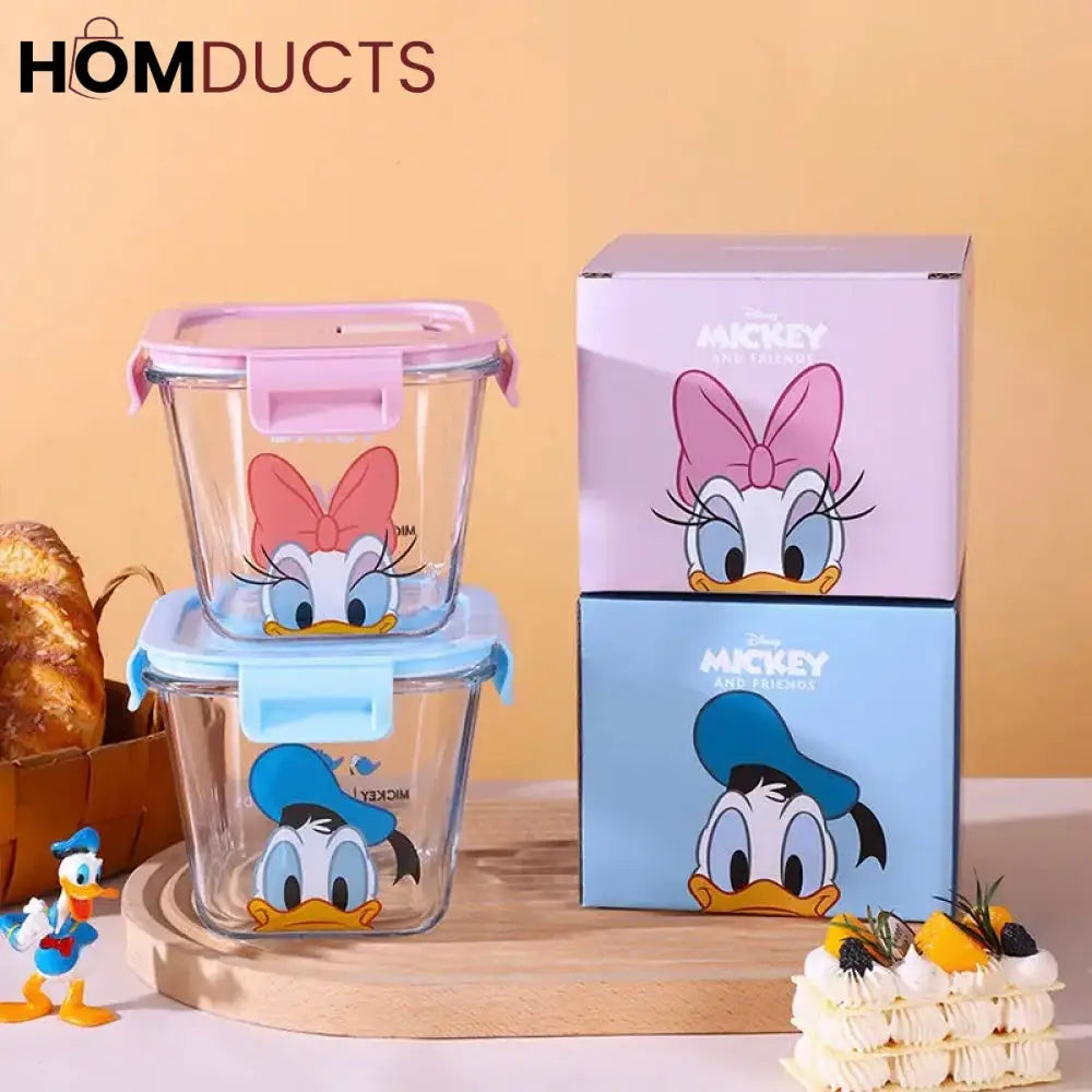 Disney Mickey & Friends 900ML Glass Food Storage Container - Airtight Seal