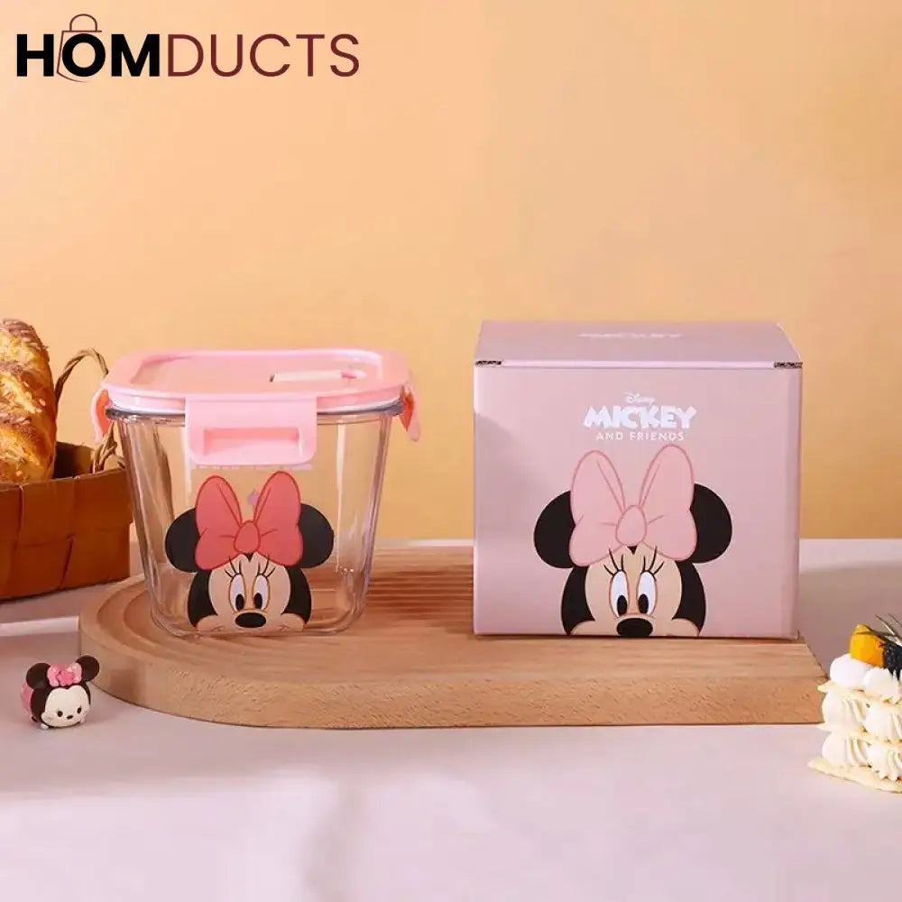 Disney Mickey & Friends 900ML Glass Food Storage Container - Airtight Seal