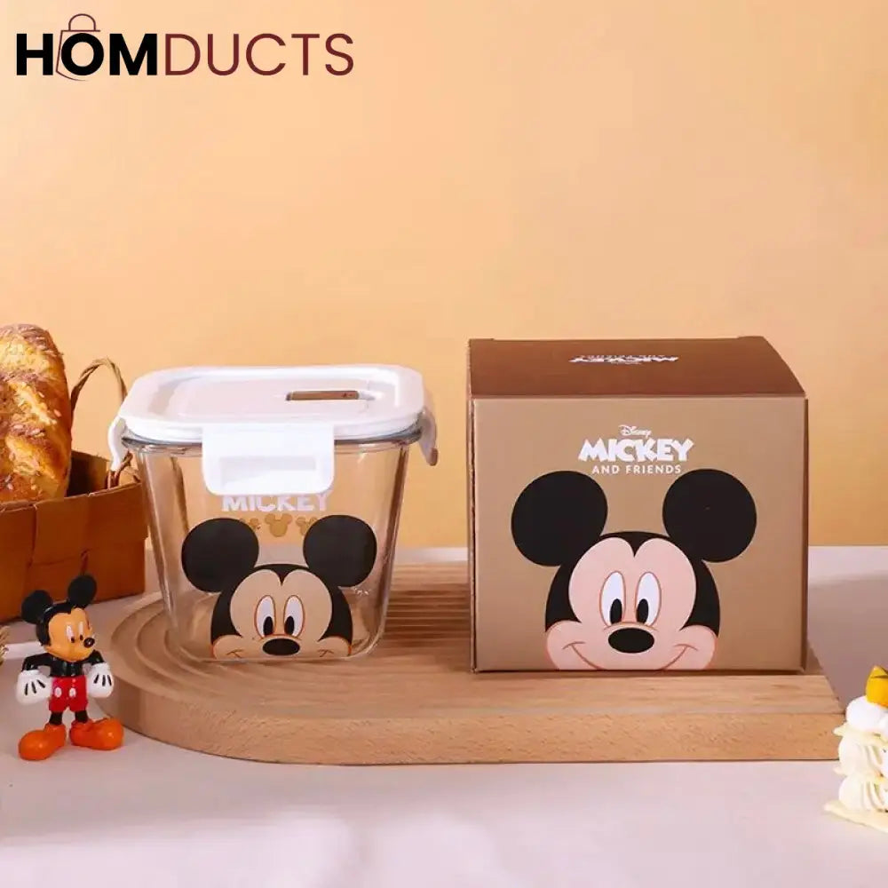 Disney Mickey & Friends 900ML Glass Food Storage Container - Airtight Seal