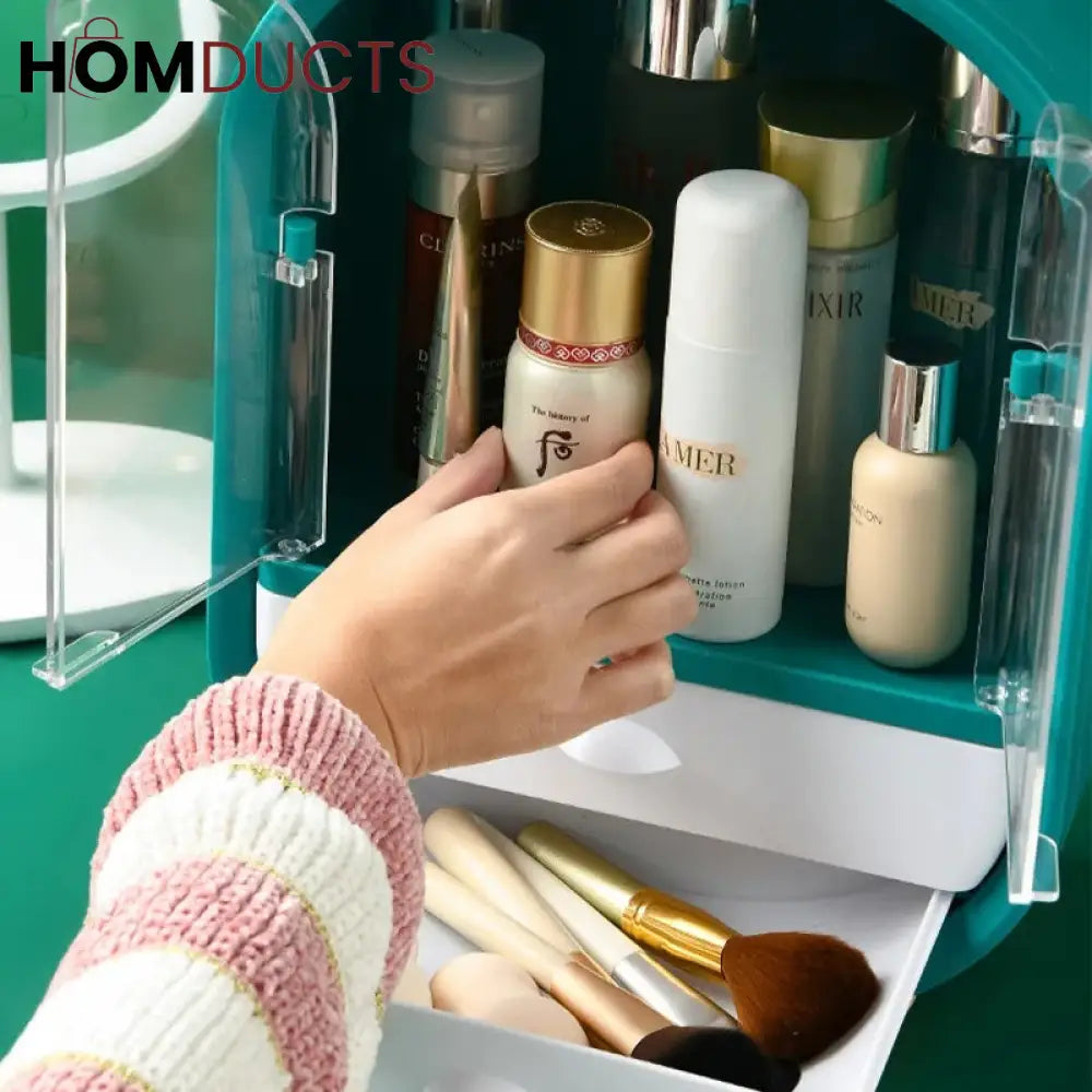 Double Door Cosmetic Organizer With Drawer
