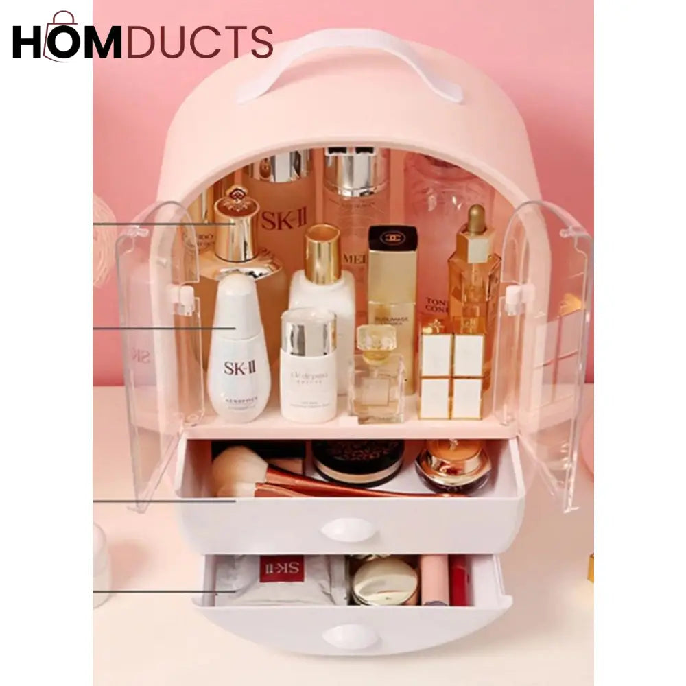 Double Door Cosmetic Organizer With Drawer