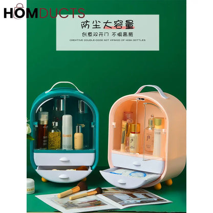 Double Door Cosmetic Organizer With Drawer