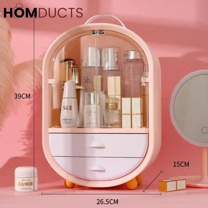 Double Door Cosmetic Organizer With Drawer