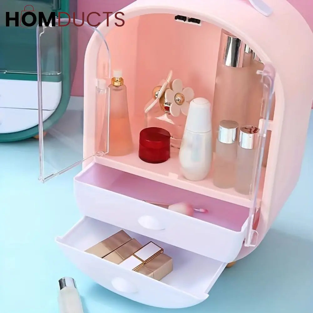 Double Door Cosmetic Organizer With Drawer