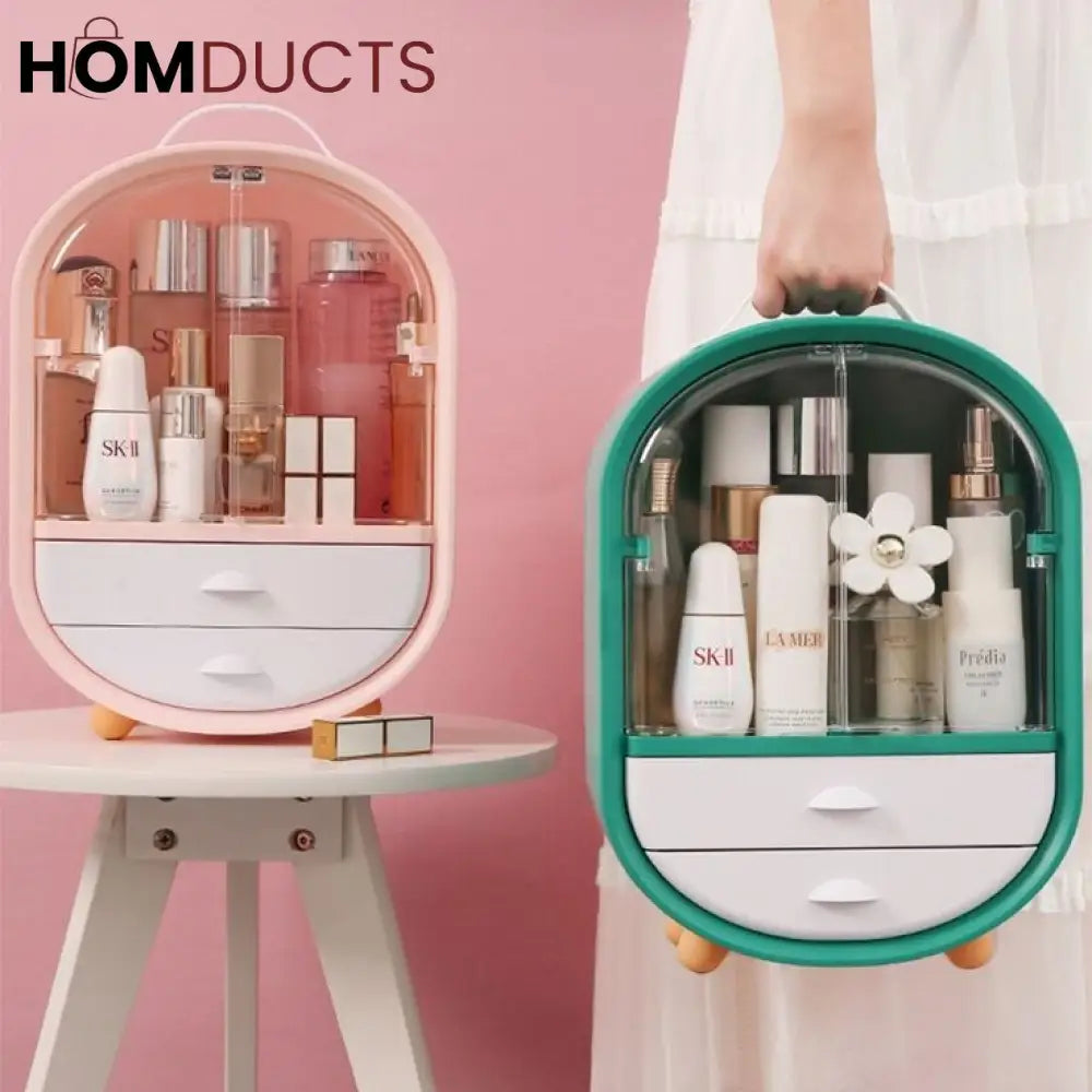 Double Door Cosmetic Organizer With Drawer