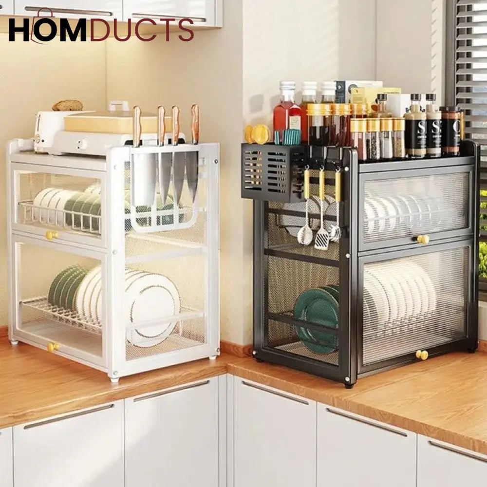 Double Layer Dustproof Kitchen Dish Drying Rack