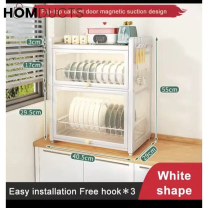 Double Layer Dustproof Kitchen Dish Drying Rack
