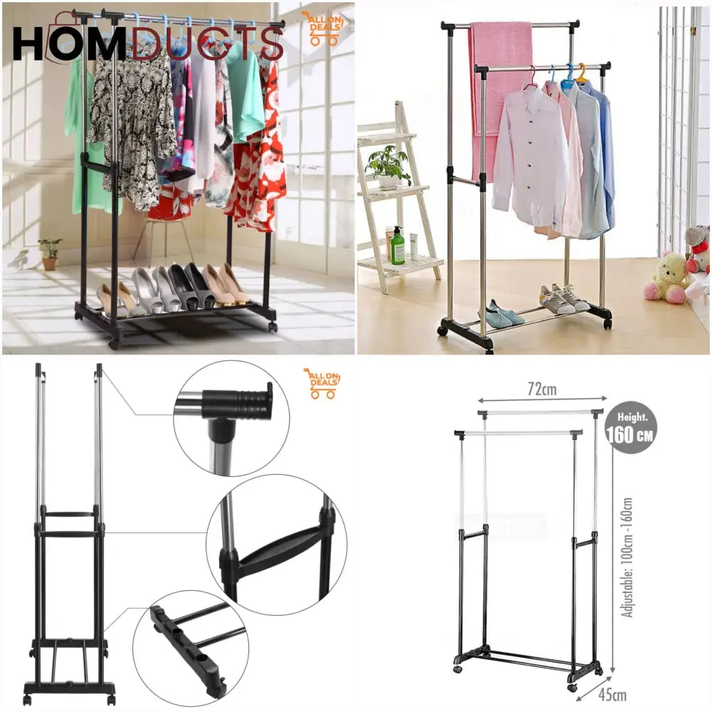 Double-Pole Clothes Rack