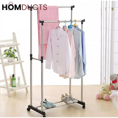 Double-Pole Clothes Rack