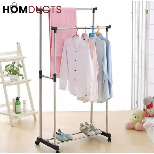 Double-Pole Clothes Rack