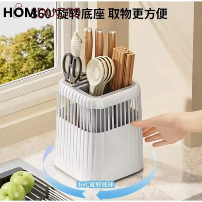 Durable Rotating Kitchen Counter Spoon and Knife Holder