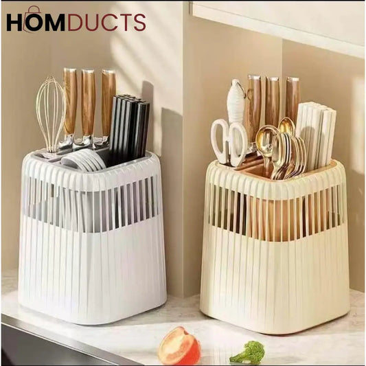 Durable Rotating Kitchen Counter Spoon and Knife Holder