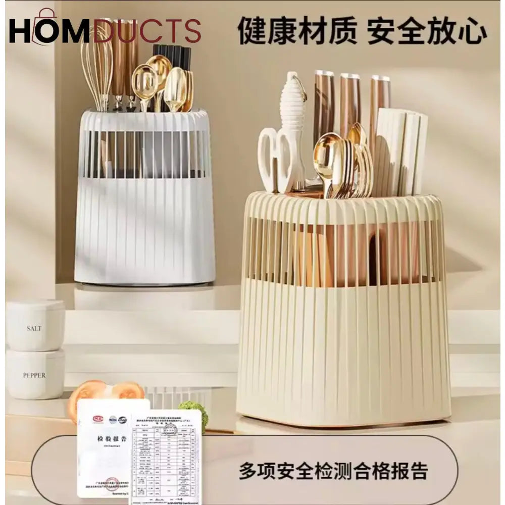Durable Rotating Kitchen Counter Spoon and Knife Holder