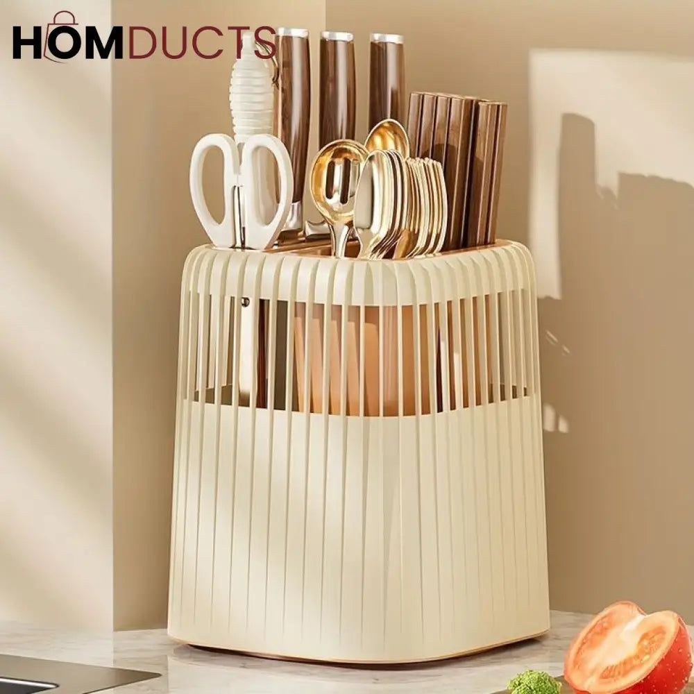 Durable Rotating Kitchen Counter Spoon and Knife Holder