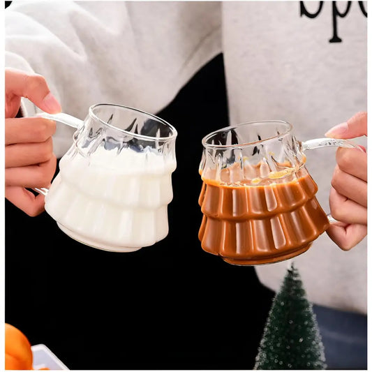 Durable Transparent Glass Coffee Mug with Handle - Easy Clean, Large Capacity