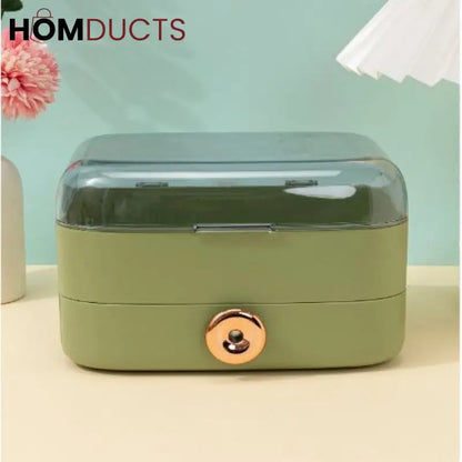 Dustproof Cosmetic Display Case with Drawers - Makeup Organizer Box