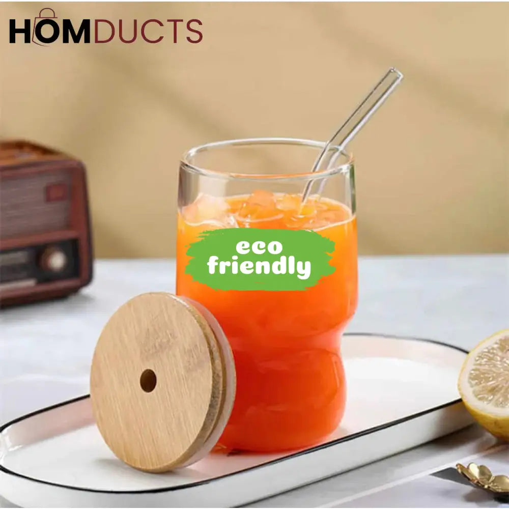 Eco-Chic Straw Glass Tumbler: Sustainable Hydration with Bamboo Lid