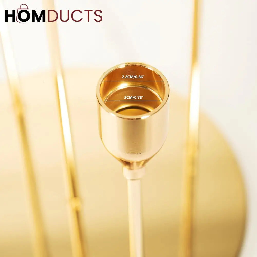 Elegant 5-Arm Gold Candlestick Holder - Table Centerpiece for Taper & LED Candles