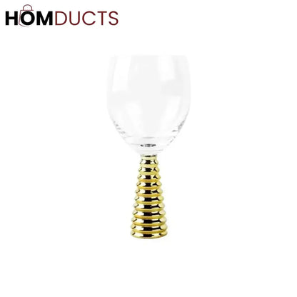 Elegant Crystal Wine Glasses with Unique Screw Thread Design - Set of 6