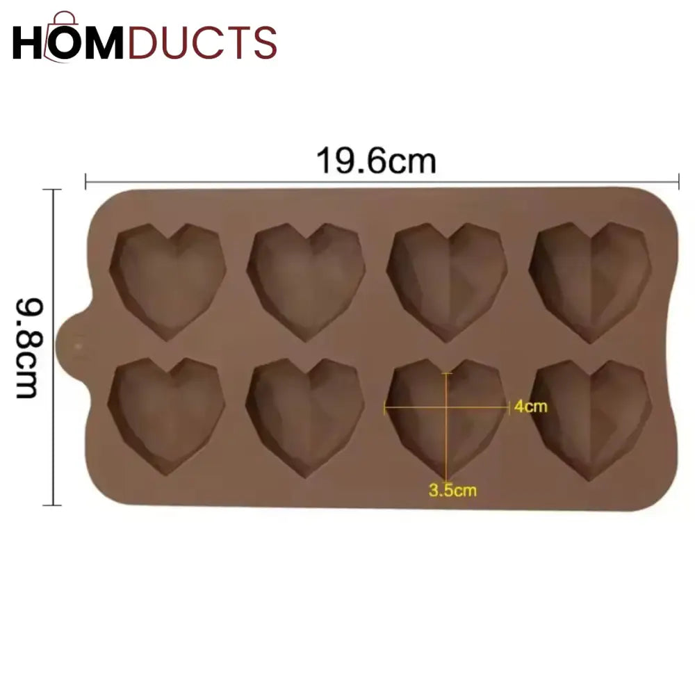 Elegant Diamond Heart Silicone Chocolate Mold for DIY Baking