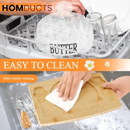 Elegant Wooden Butter Dish with Glass Lid & Knife Set – Multipurpose Serving Tray for Butter, Cheese, or Cake