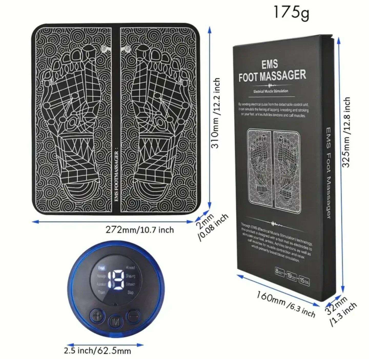 EMS Foot Massager Pad Improve Blood Circulation Relieve Ache Pain USB Rechargeable