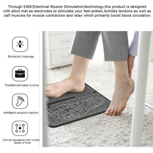 EMS Foot Massager Pad Improve Blood Circulation Relieve Ache Pain USB Rechargeable