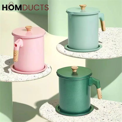 Filter Oil Pot With Wooden Handle