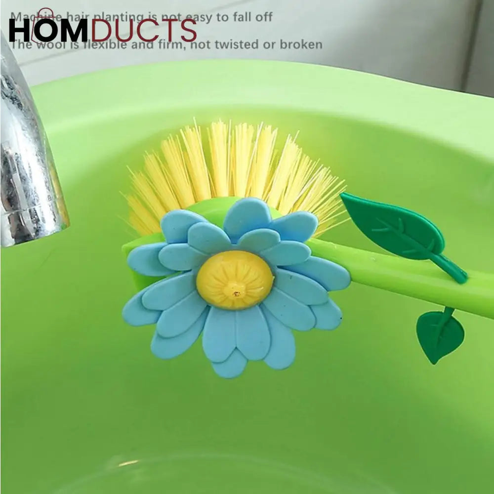 Floral Dish Brush Set with Matching Holders – Decorative Kitchen Cleaning Tools