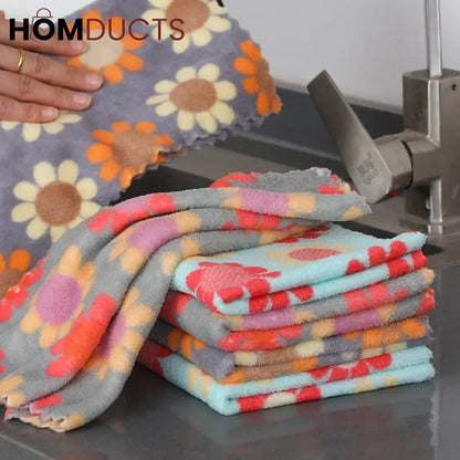 Floral Pattern Soft Cotton Face Towels – Absorbent & Quick-Dry Washcloths for Bathroom & Travel (Set of 5)