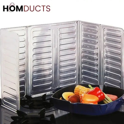 Foldable Aluminum Stove Splatter Guard – Oil Splash Shield for Cooking, Frying & Kitchen Heat Insulation