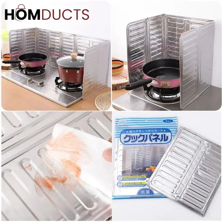 Foldable Aluminum Stove Splatter Guard – Oil Splash Shield for Cooking, Frying & Kitchen Heat Insulation