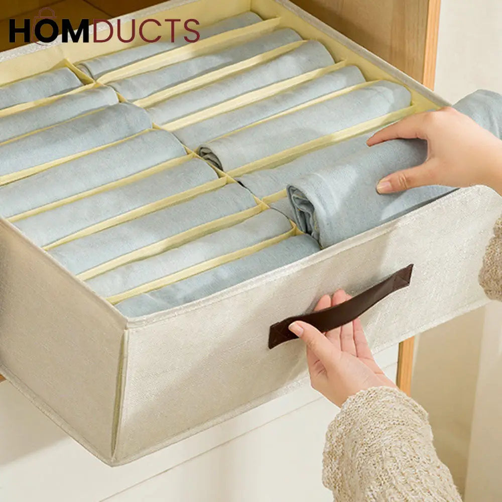Foldable Closet Drawer Organizer with Handles – 16-Grid Fabric Storage Box for Jeans, Pants & Clothes